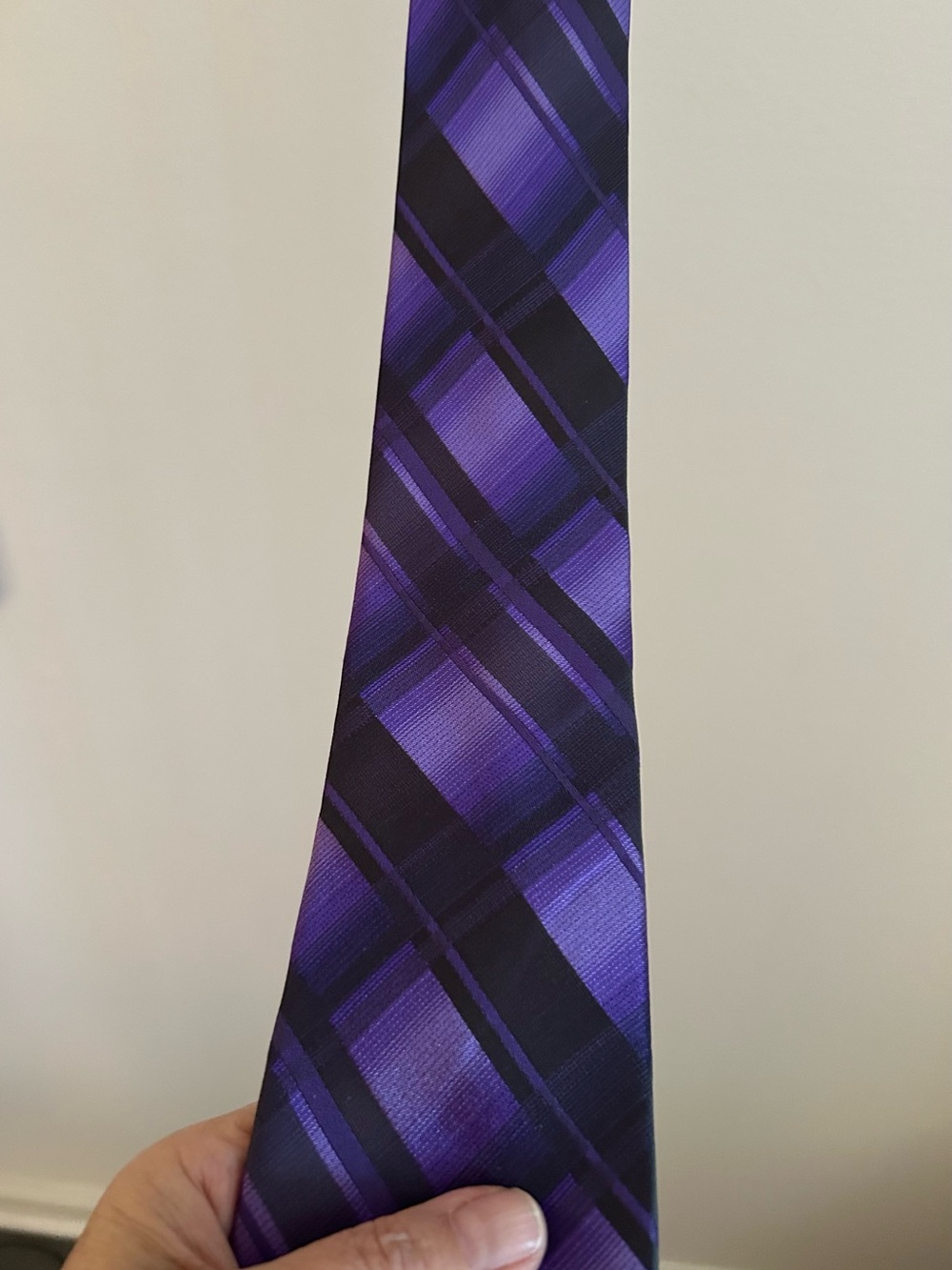 Alfani Purple and Black Plaid Men's Tie